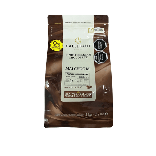 Chocolate Callebaut Sin Azúcar Malchoc-m Leche 34,1% cacao 1kg 1