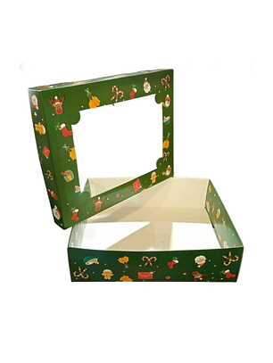 Caja Desayuno Fines Varios Navidad 25x20x7 Cm Con Ventana