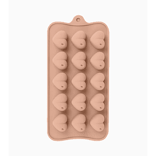 Moldes de Silicona Chocolate Corazones 15 espacios 11x21,5cm