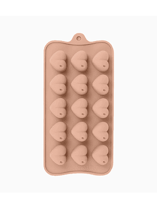 Moldes de Silicona Chocolate Corazones 15 espacios 11x21,5cm