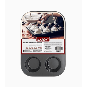 Molde Queque Antiadherente Negro 26,5x18,5x2,7 cm 6 espacios