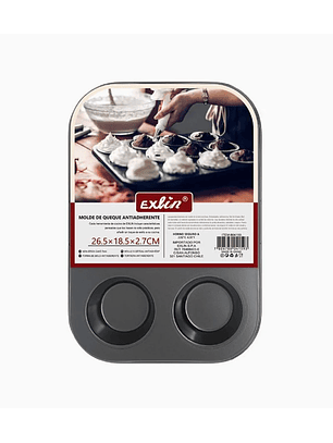 Molde Queque Antiadherente Negro 26,5x18,5x2,7 cm 6 espacios