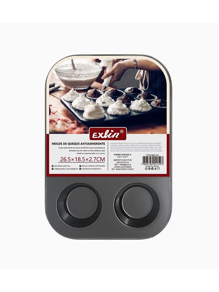 Molde Queque Antiadherente Negro 26,5x18,5x2,7 cm 6 espacios 1