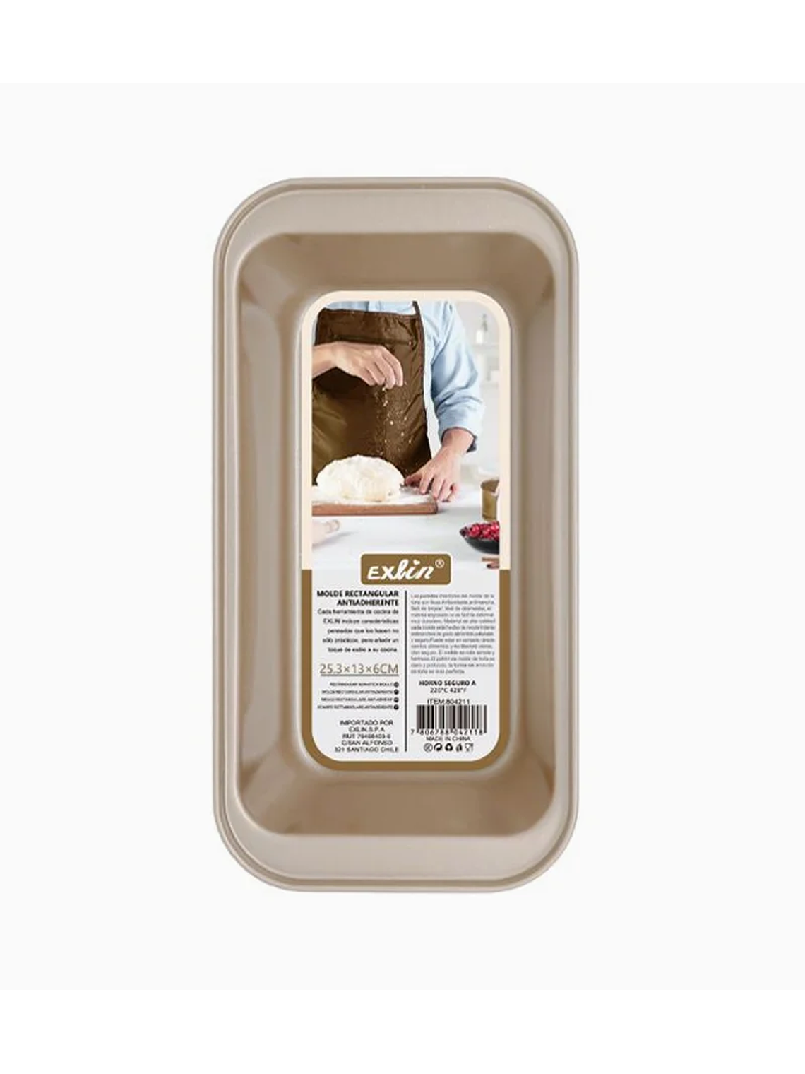 Molde Queque Antiadherente Dorado Rectangular 1 Espacio 25,3x13x6 cm 1