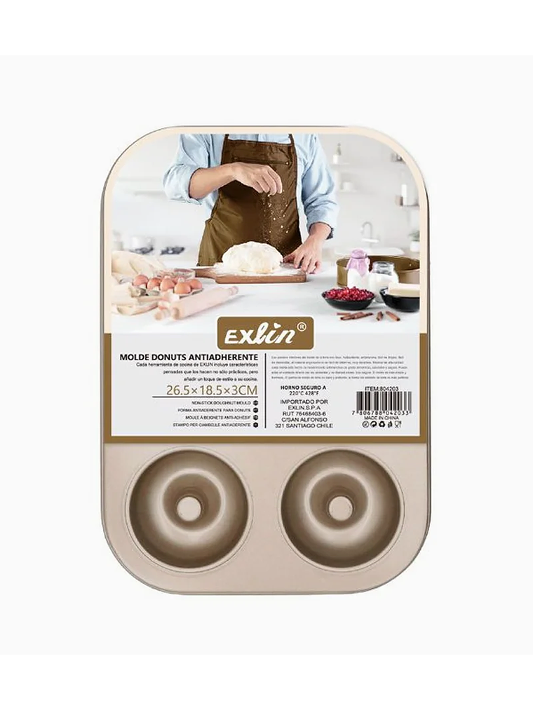 Molde Donas Antiadherente 6 espacios 26,5x18,5x3 cm 1