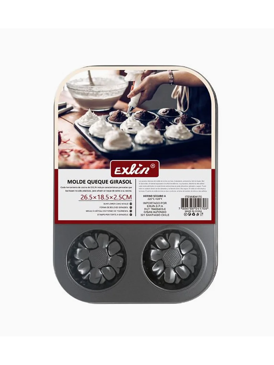 Molde Queque Girasol 6 Espacios 26,5x18,5x2,5 cm 1