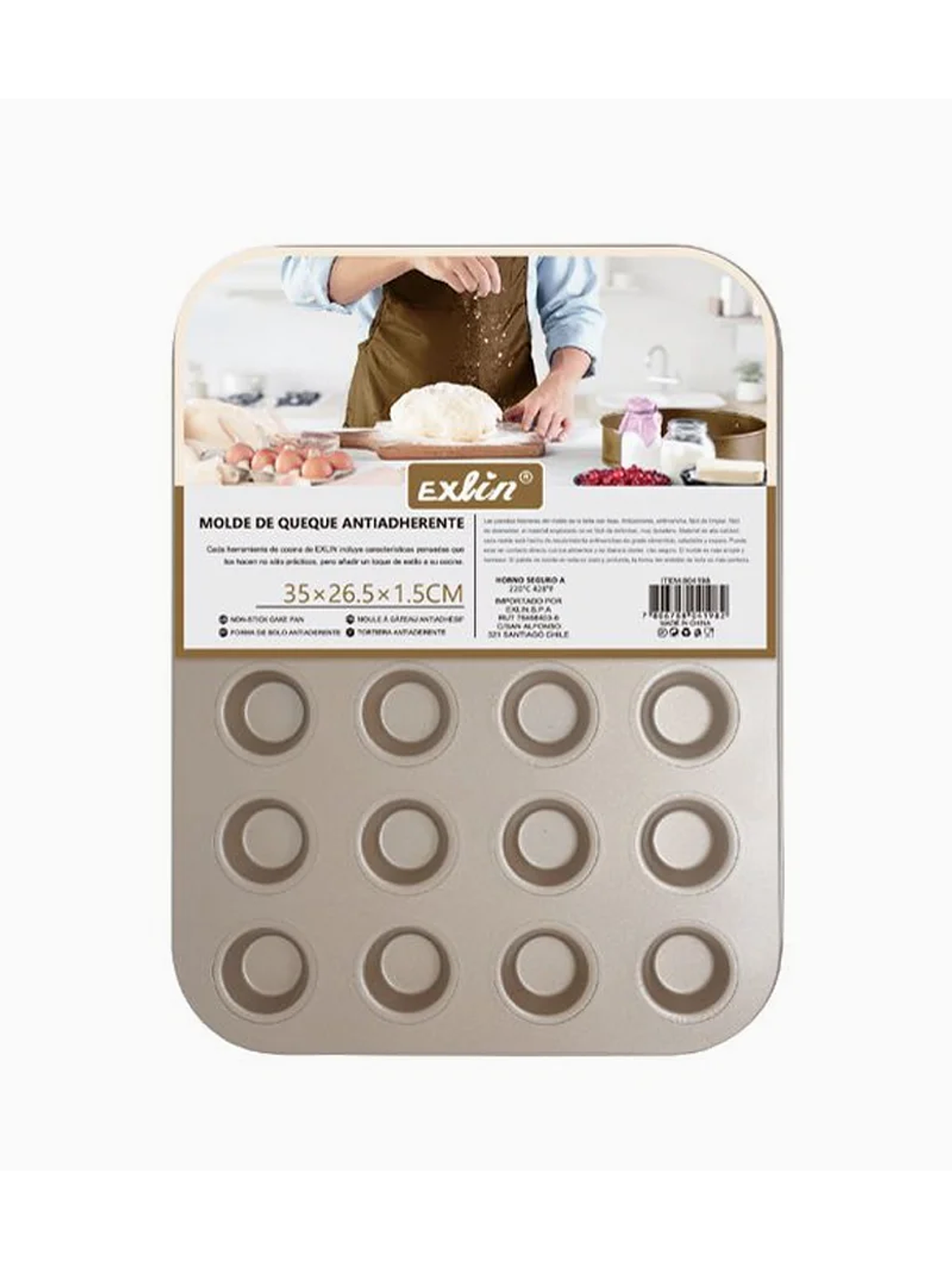 Molde Queque Antiadherente 24 Espacios 35x26,5x1,5 cm 1