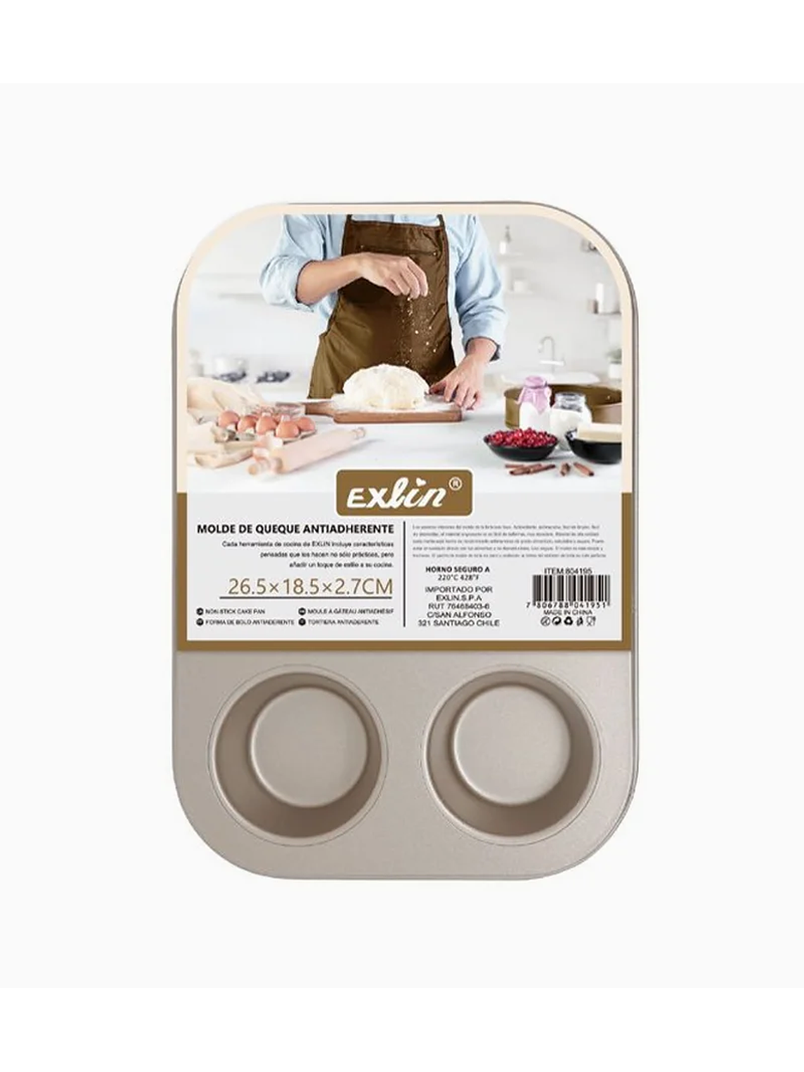 Molde Queque Antiadherente Dorado 26,5x18,5x2,7 cm 6 espacios 1