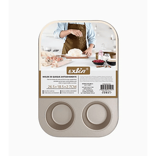 Molde Queque Antiadherente Dorado 26,5x18,5x2,7 cm 6 espacios