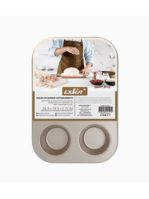 Molde Queque Antiadherente Dorado 26,5x18,5x2,7 cm 6 espacios