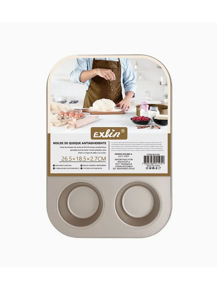 Molde Queque Antiadherente Dorado 26,5x18,5x2,7 cm 6 espacios 1