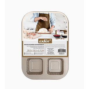 Molde Queque Antiadherente Cuadrado 6 Espacios 26,5x18,5x2,7 cm