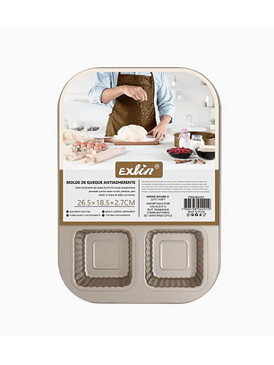Molde Queque Antiadherente Cuadrado 6 Espacios 26,5x18,5x2,7 cm