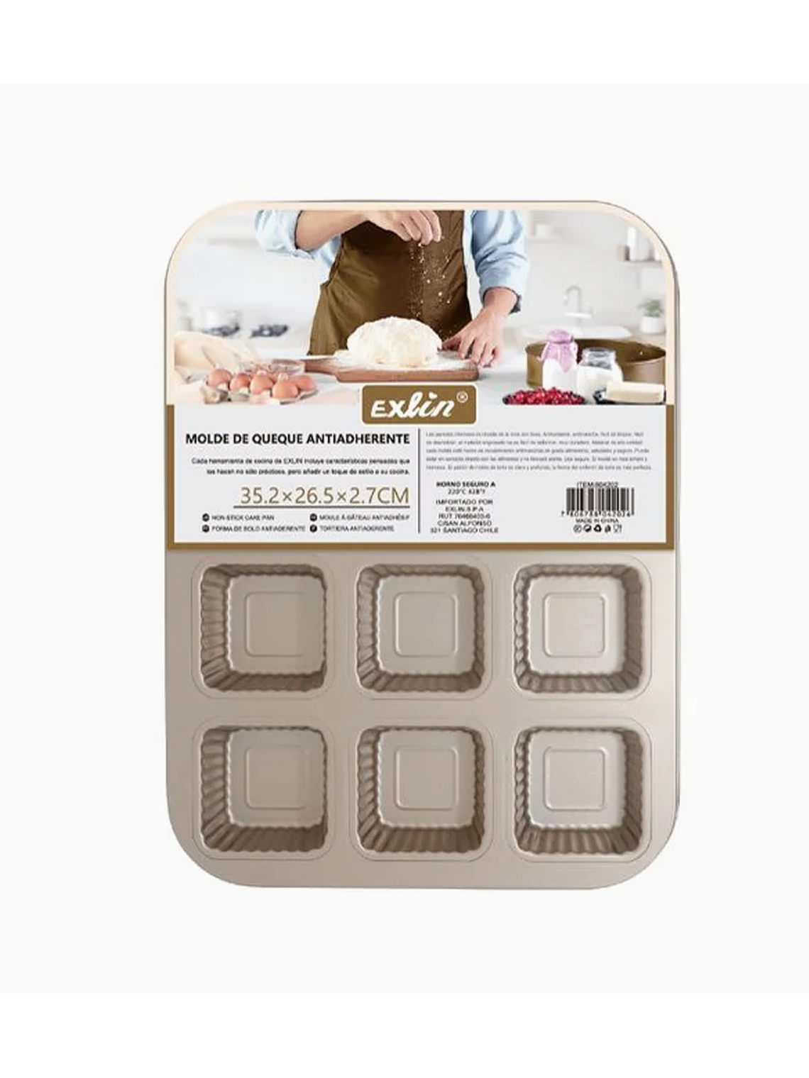 Molde Queque Antiadherente 12 Espacios 35,2x26,5x2,7 cm 1