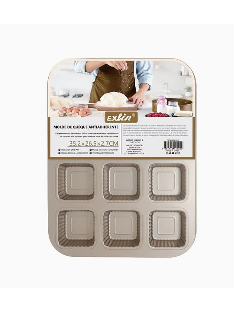 Molde Queque Antiadherente 12 Espacios 35,2x26,5x2,7 cm 1