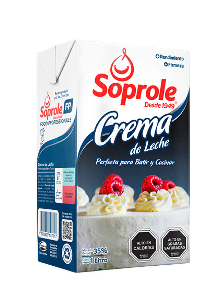 Crema de Leche Soprole 35% Grasa 1lt 1