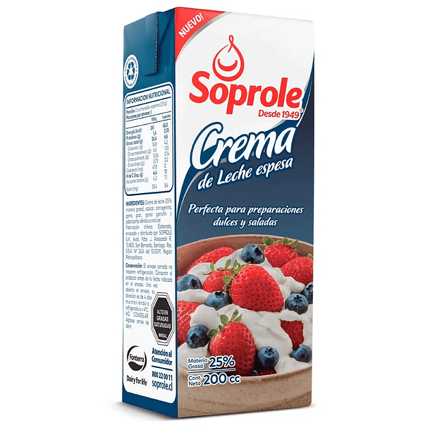 Sixpack Crema de Leche Espesa Soprole 25% Grasa 200grs- 2