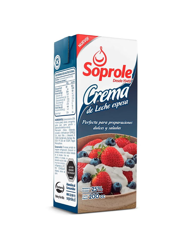 Sixpack Crema de Leche Espesa Soprole 25% Grasa 200grs- 1