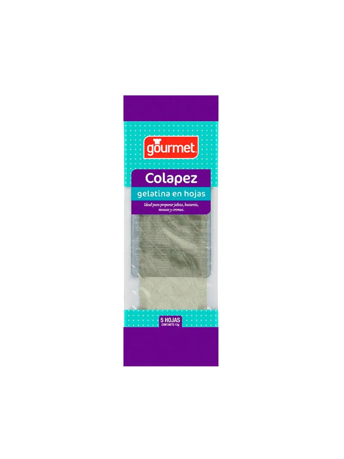 Gelatina en Lámina Colapez Gourmet 5 Láminas 12 g 1