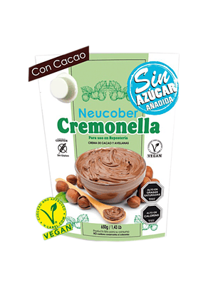 Cremonella Neucober Relleno de Avellana y Cacao Sin Azúcar 650grs (Tipo Nutella)