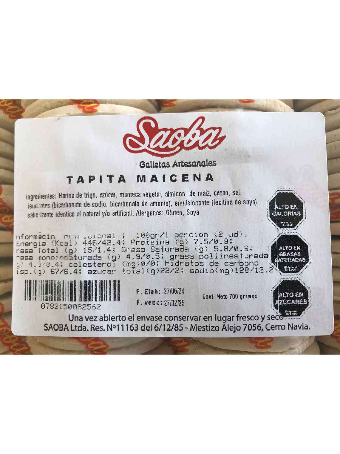 Galleta Para Alfajor Maicena O Tradicional Saoba 700 Grs  4