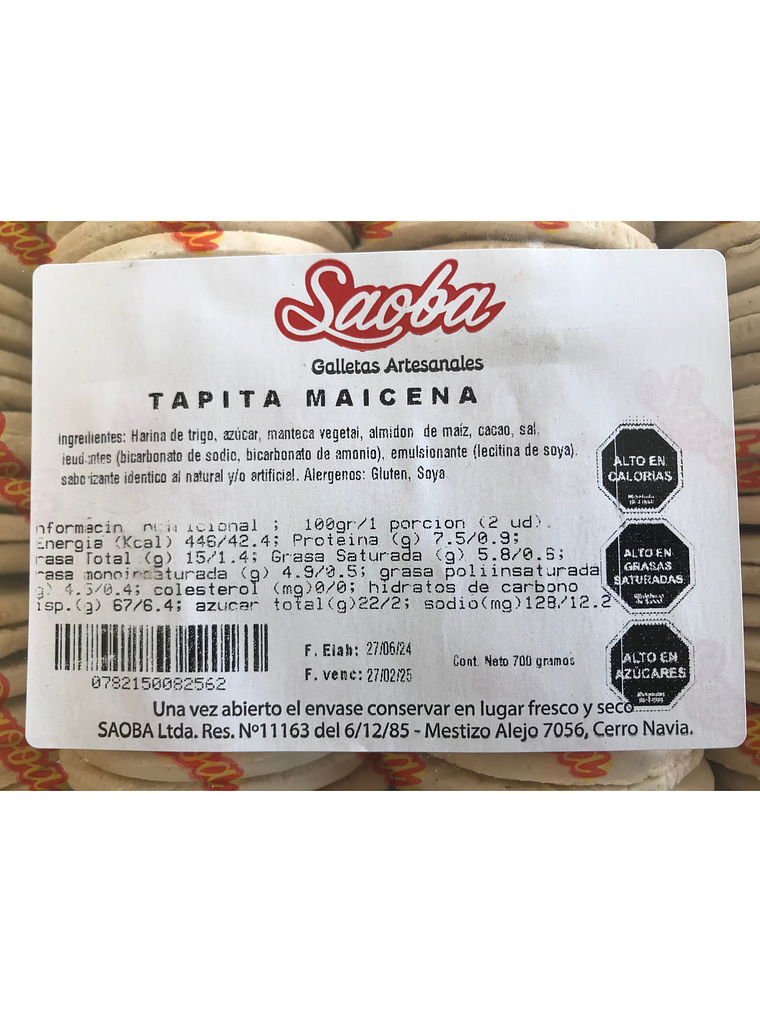 Galleta Para Alfajor Maicena O Tradicional Saoba 700 Grs  4