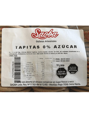 Galleta Para Alfajor Sin Azúcar Saoba 700 Grs