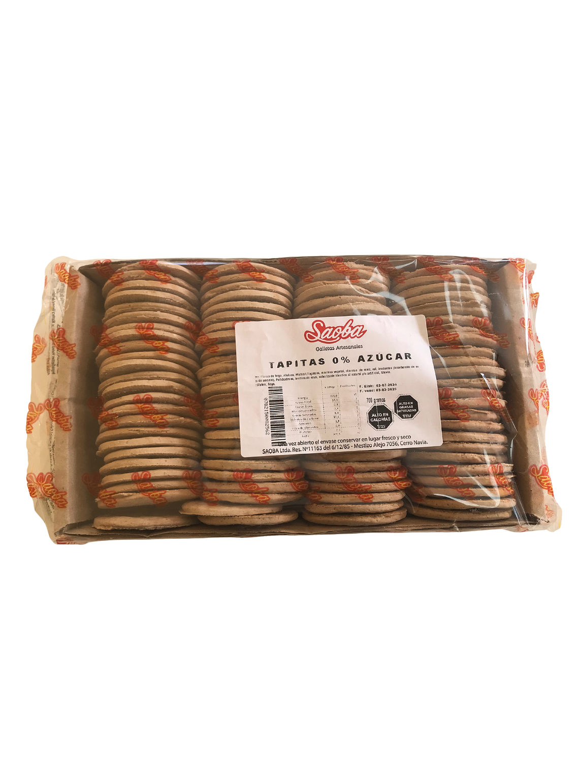 Galleta Para Alfajor Sin Azúcar Saoba 700 Grs 1