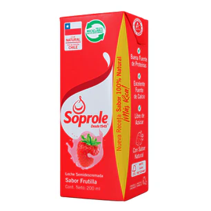 Sixpack Leche Semi Descremada Soprole 200 Ml Frutilla 
