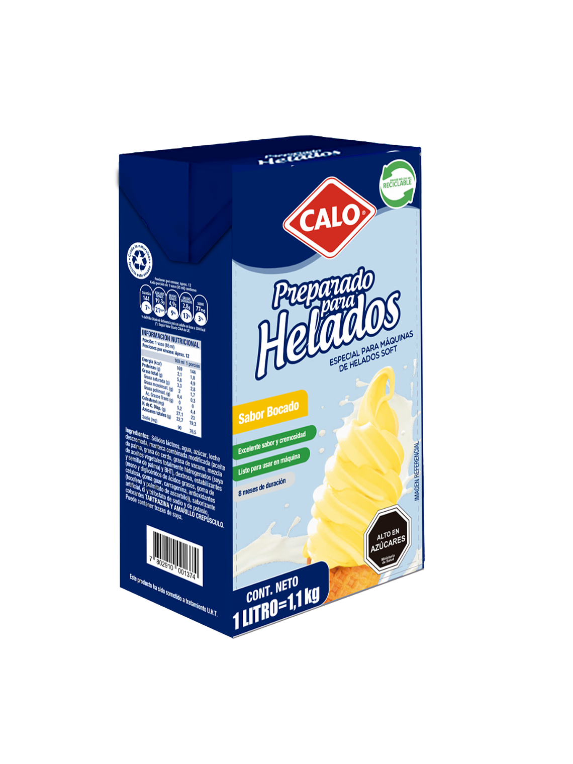 Preparado Para Helados Soft Calo 1 Litro Sabor Bocado 1