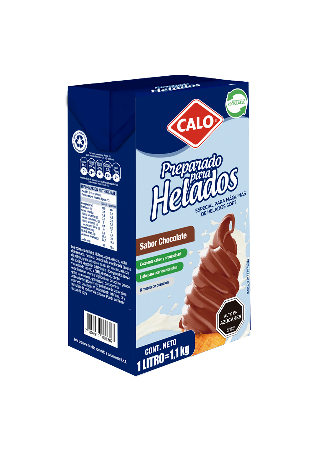 Preparado Para Helados Soft Calo 1 Litro Sabor Chocolate 1