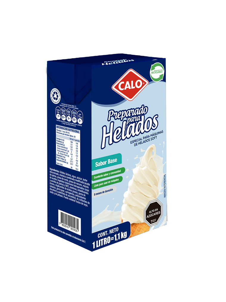 Preparado Para Helados Soft Calo 1 Litro Sabor Base 1