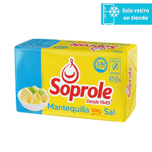 Mantequilla Sin Sal Soprole 250 Grs