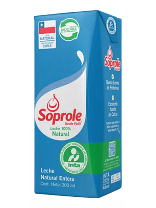 Sixpack Leche Entera Soprole 200 Ml Blanca