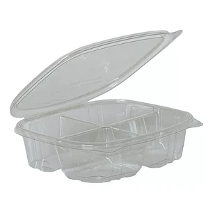 Contenedor de Comida Desechable 4 Divisiones Transparente 24 oz x50