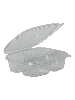 Contenedor de Comida Desechable 4 Divisiones Transparente 24 oz x50