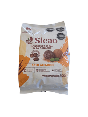 Cobertura De Chocolate Sicao Semi Amargo Para Ganache 800 Gr