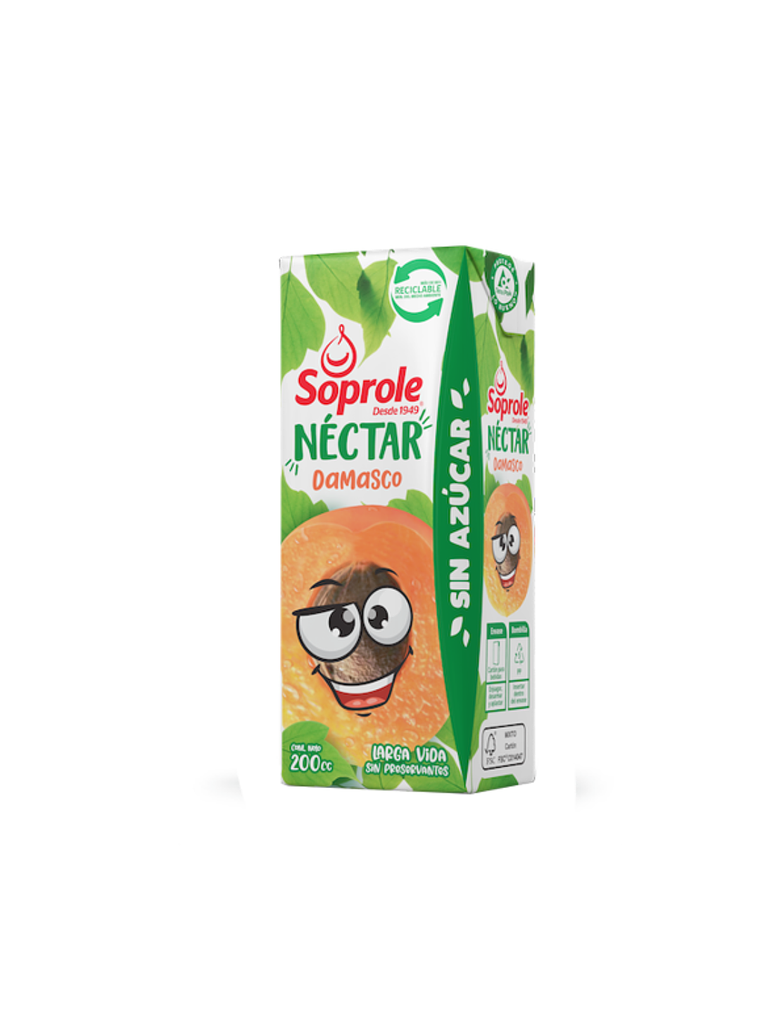 Caja Jugos Néctar Soprole Larga Vida  200ml  30 Unidades Sabor Damasco 1