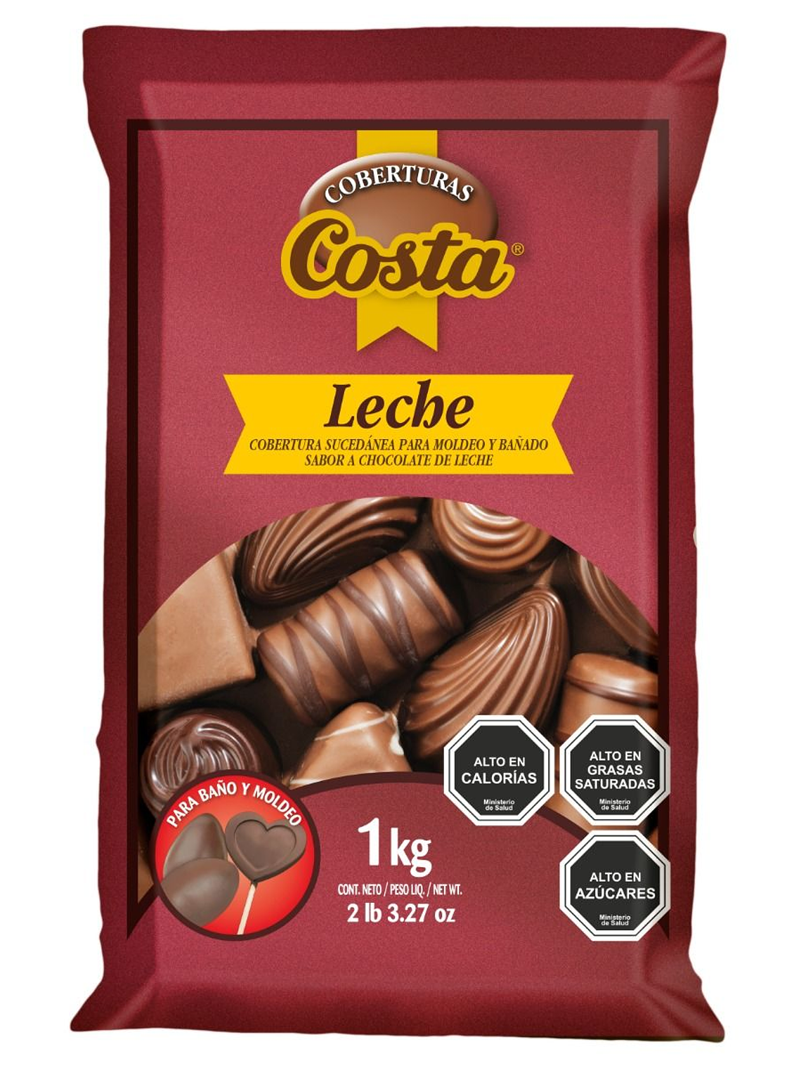 Cobertura De Chocolate Costa Barra Leche 1 Kg 1