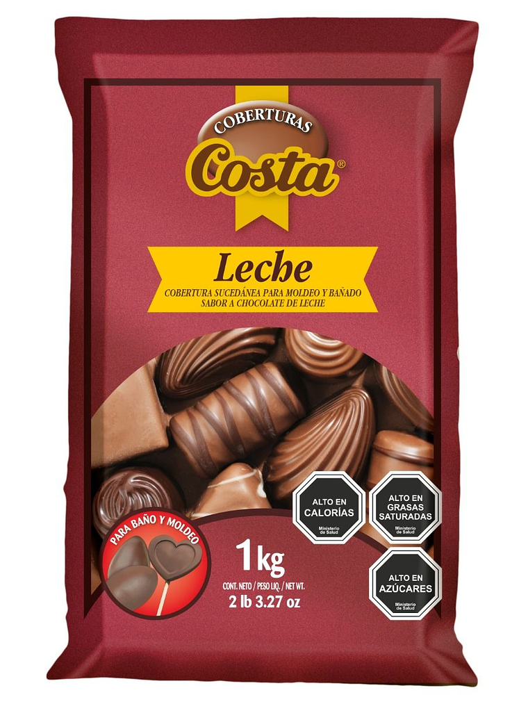 Cobertura De Chocolate Costa Barra Leche 1 Kg 1