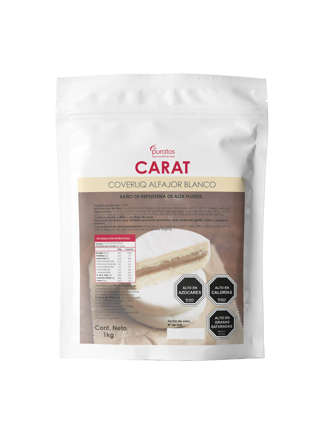 Cobertura De Chocolate Coverliq Alfajor Blanco Puratos 1kg 1