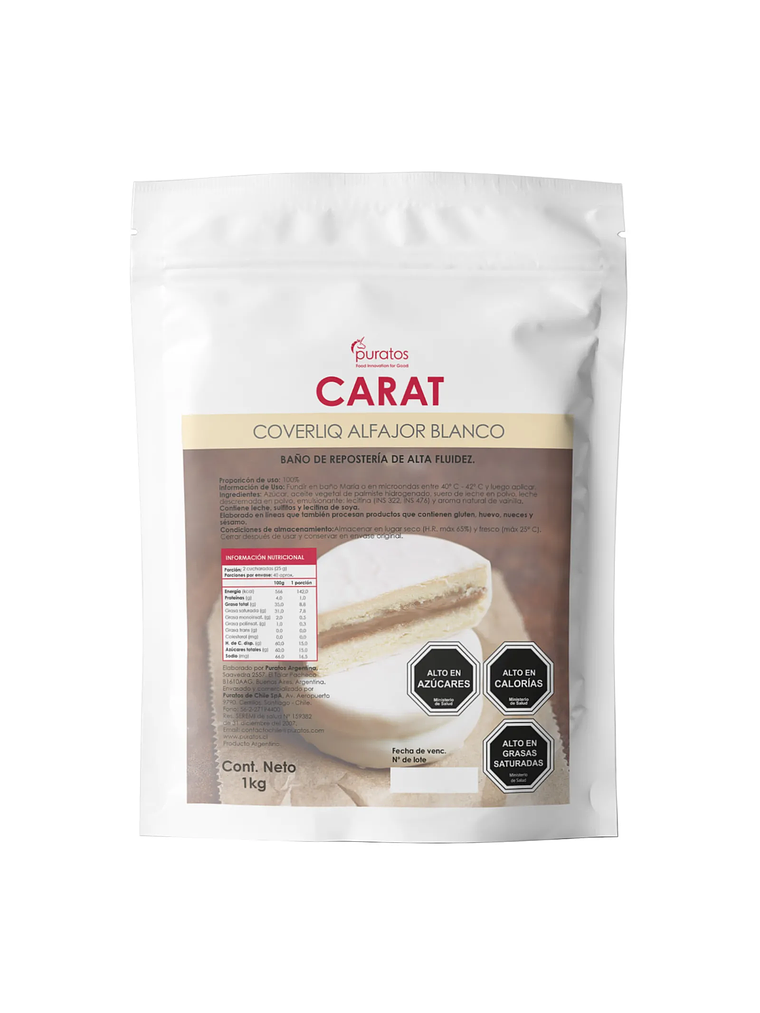 Cobertura De Chocolate Coverliq Alfajor Blanco Puratos 1kg 1