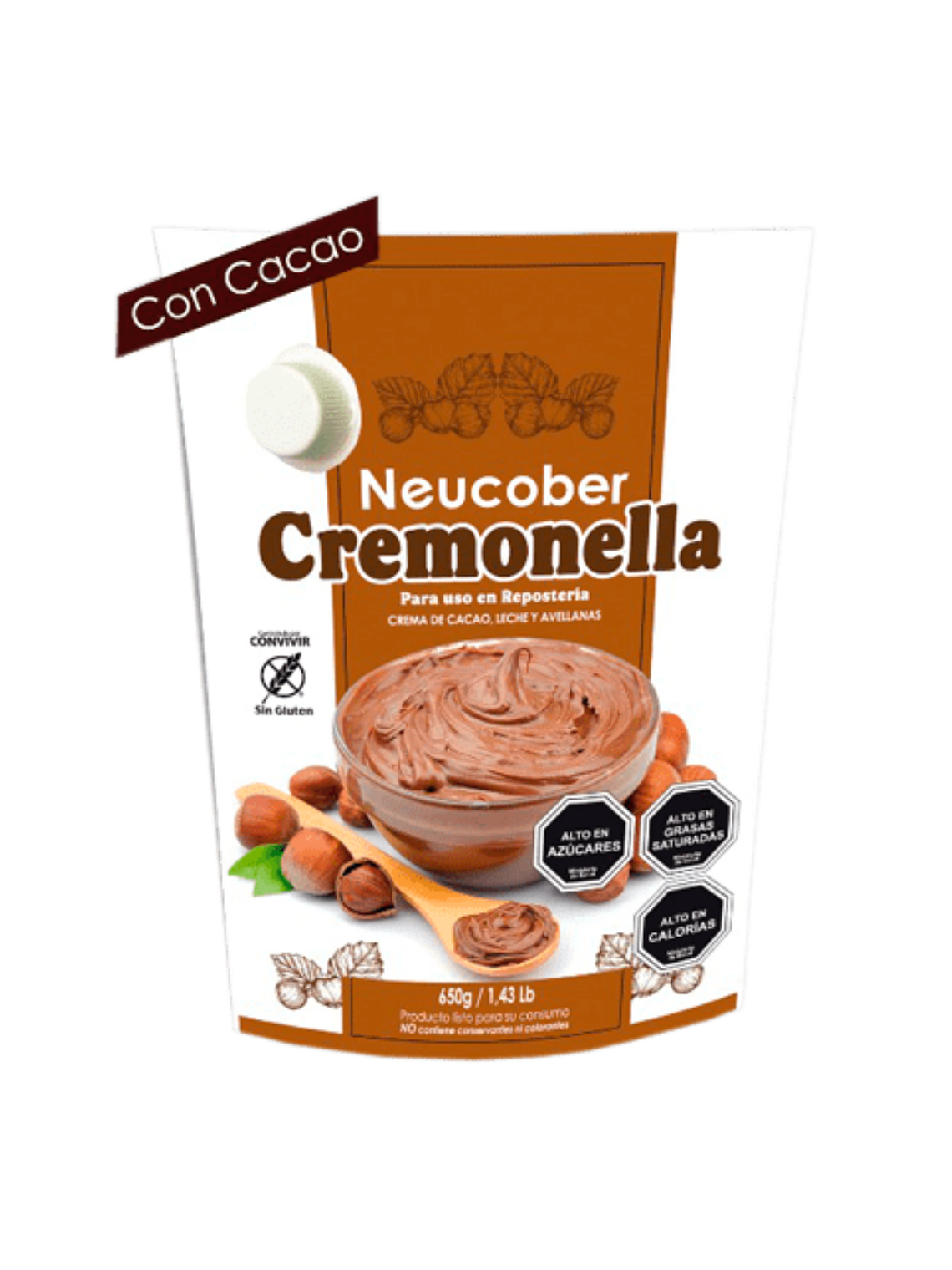 Cremonella Neucober Relleno de Avellana Cacao y Leche 650grs (Tipo Nutella) 1