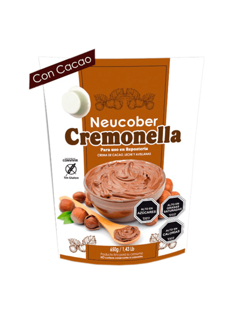 Cremonella Neucober Relleno de Avellana Cacao y Leche 650grs (Tipo Nutella) 1