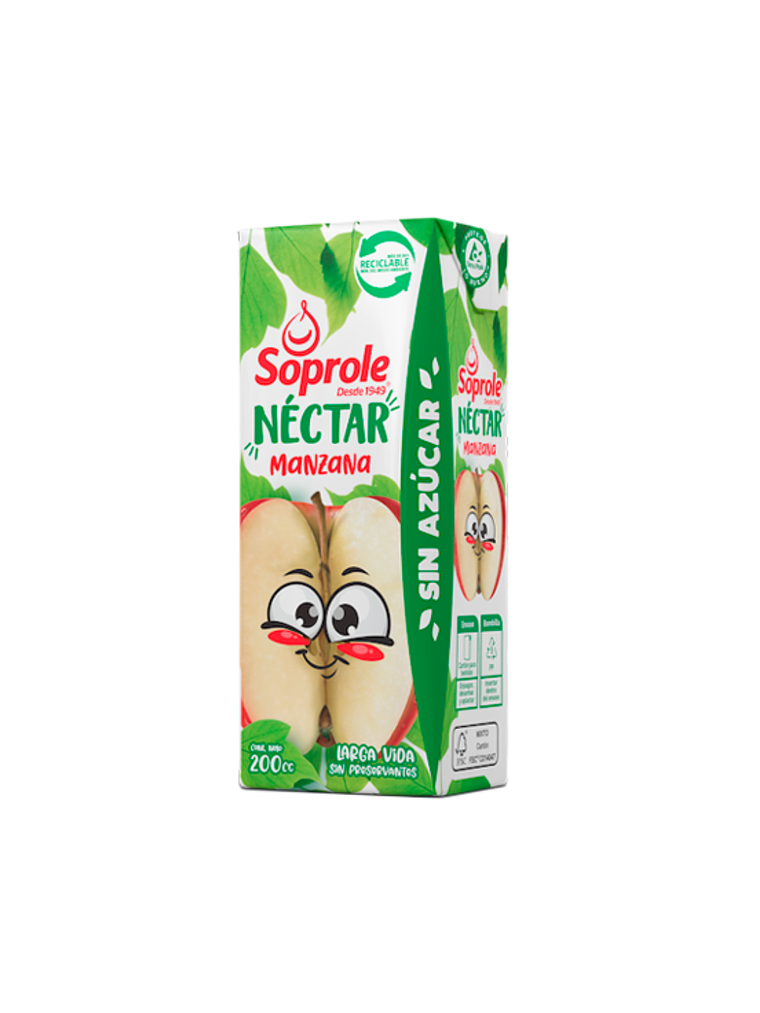 Caja Jugos Néctar Soprole Larga Vida de Manzana 200ml  30 Unidades  1