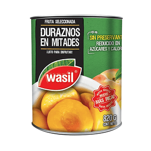 Durazno en conserva Mitades Wasil 590 grs