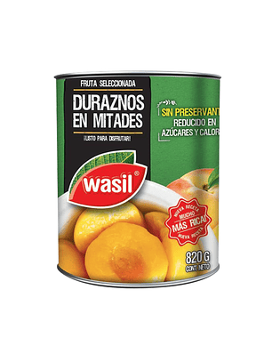 Durazno en conserva Mitades Wasil 590 grs
