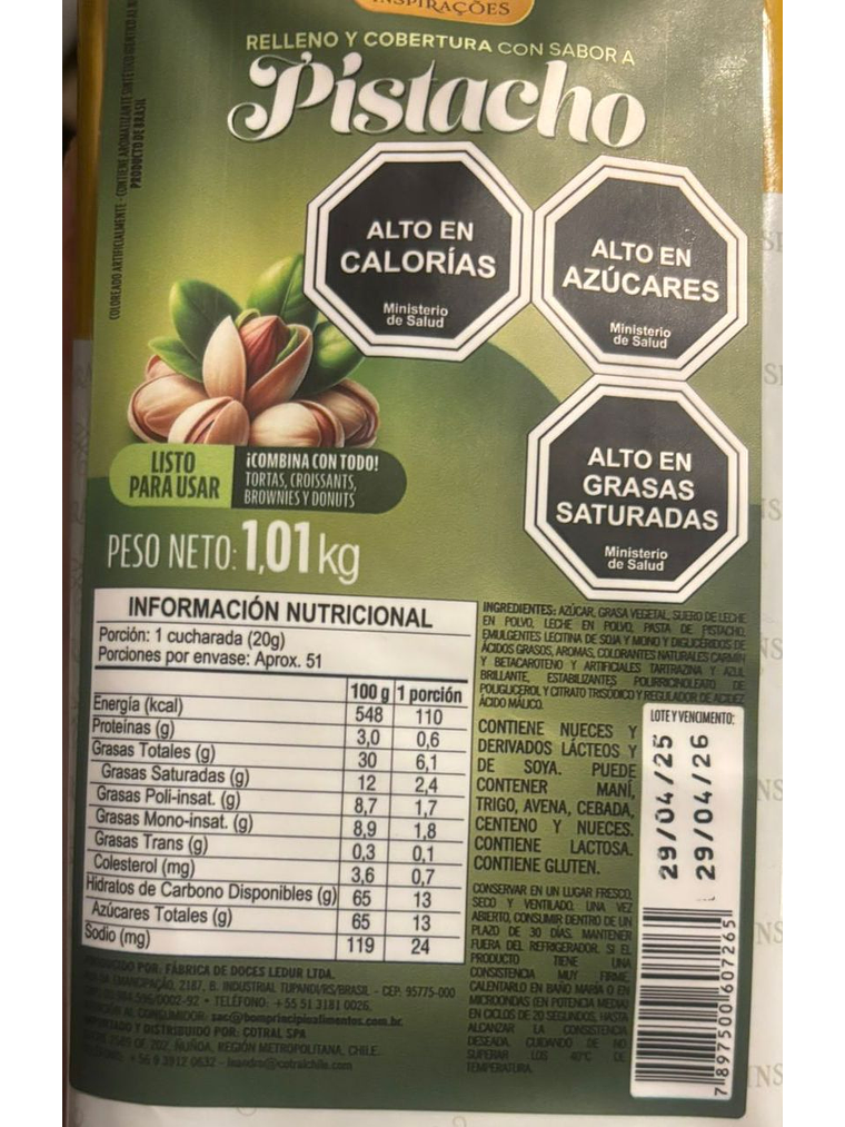 Relleno De Pistacho Bom Principio 1,01 kg 4