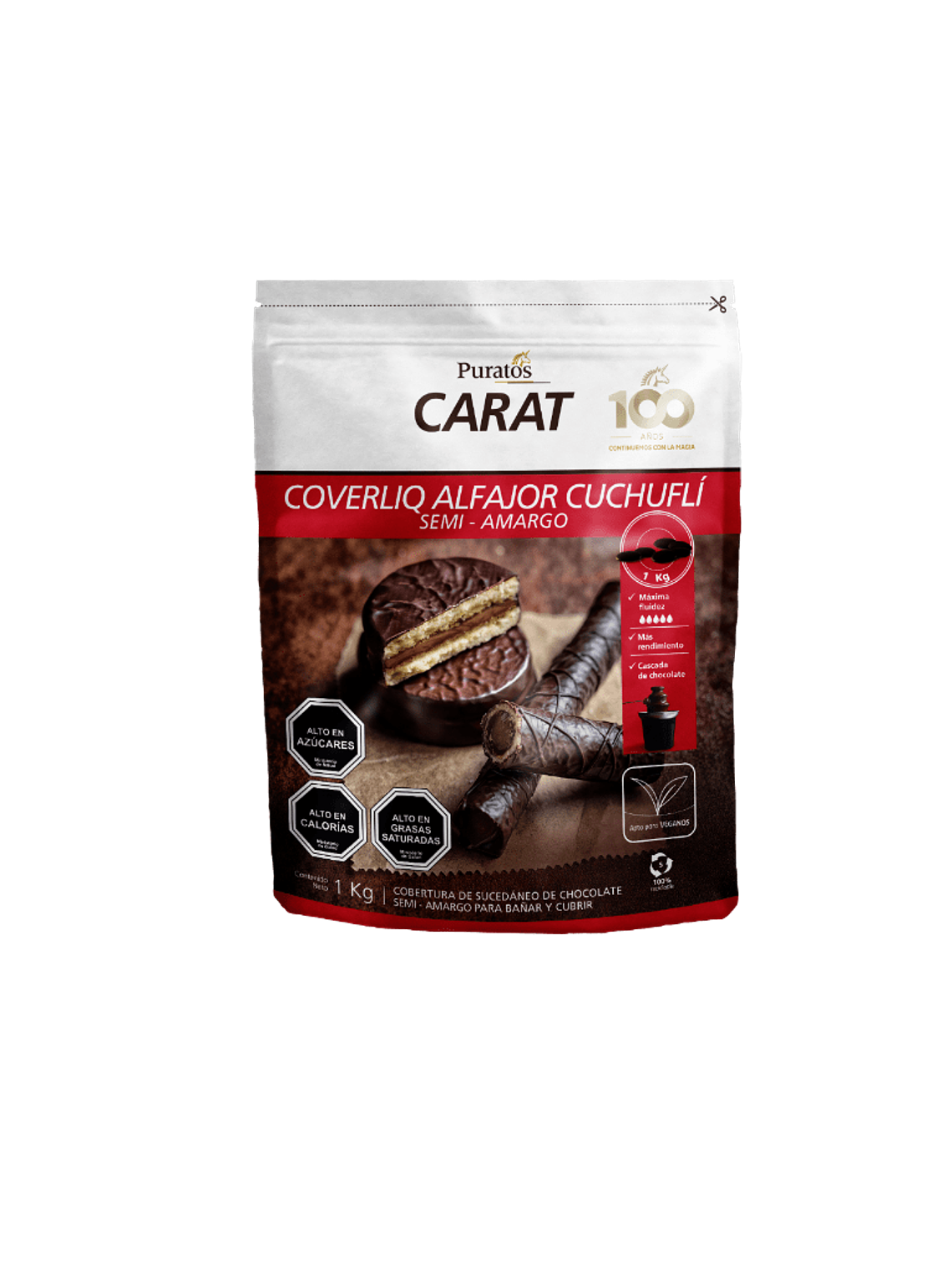 Cobertura De Chocolate Carat Coverliq Alfajor Cuchufli Puratos 1 Kg 1