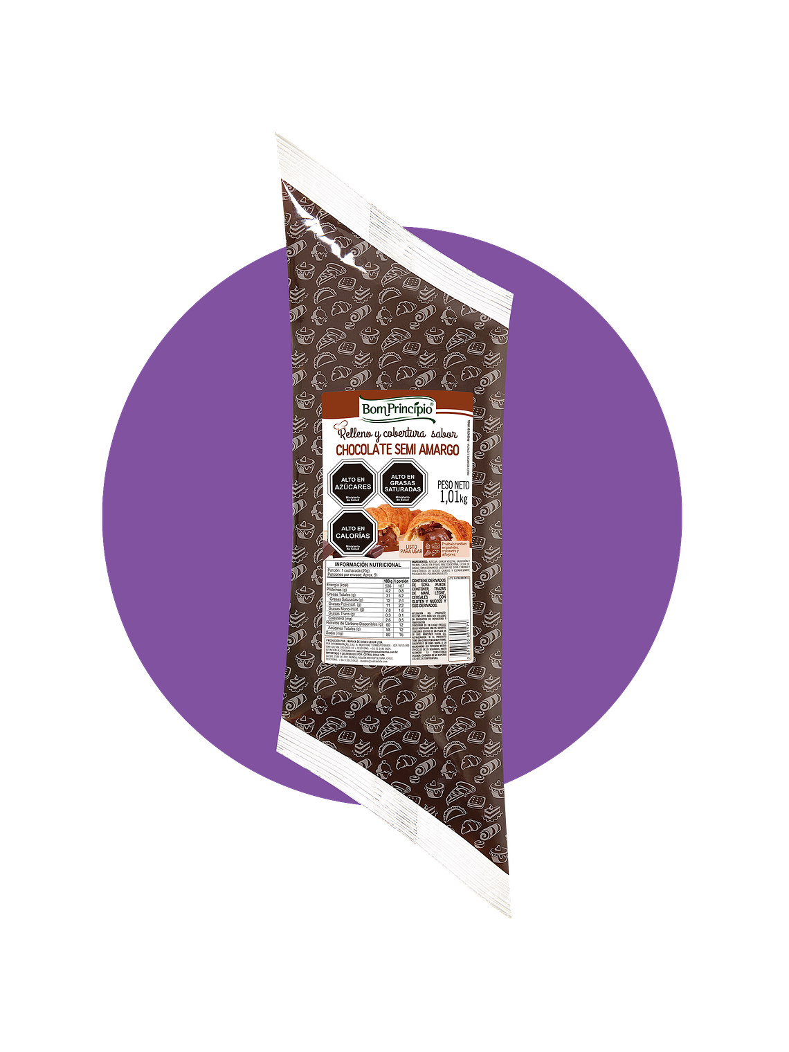 Relleno De Chocolate SemiAmargo Bom Principio 1,01 kg 1